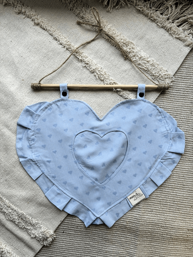 Sac à foin cœur "vichy bleu"